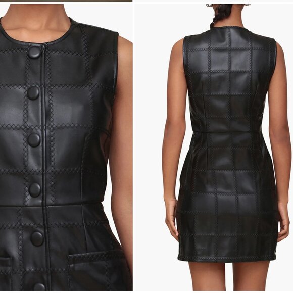 NWT AVEC LES FILLES | Textured Faux-Ever Leather Mini Dress - Picture 3 of 17